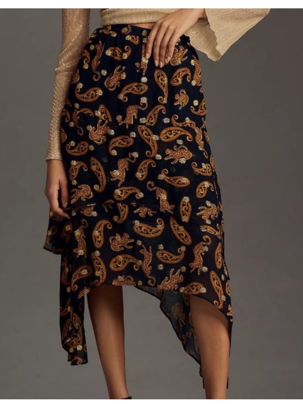 New Farm Rio Anthropologie  Asymmetrical Tiered Skirt